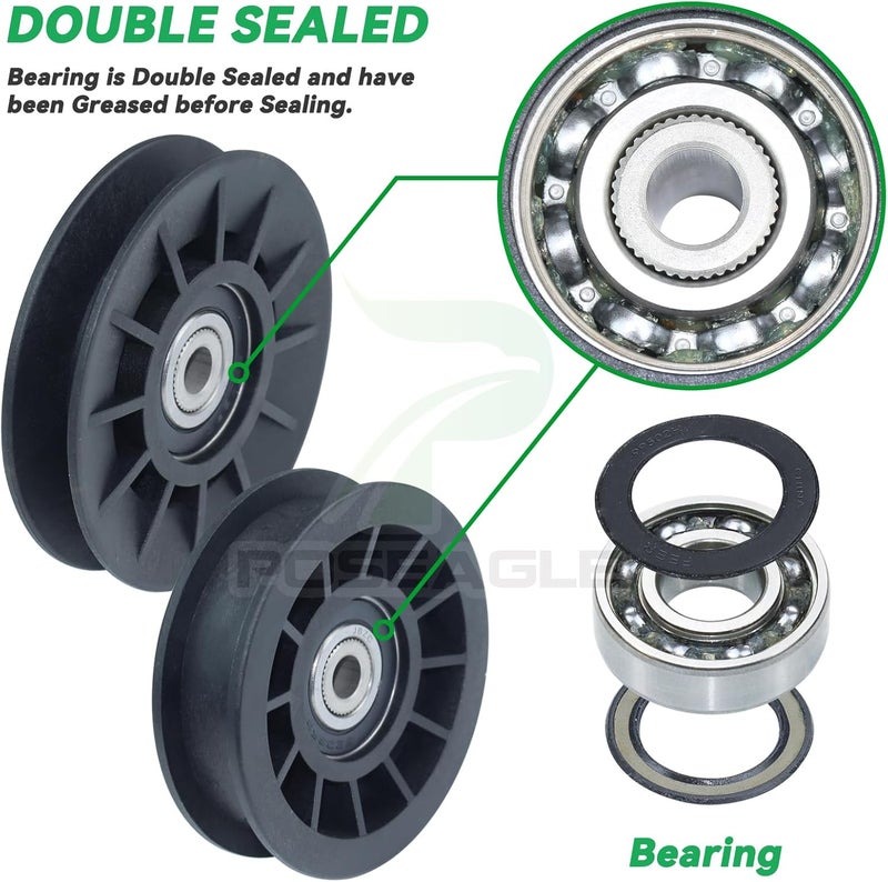 POSEAGLE 532194326 V Groove Idler Pulley with 532194327 Flat Idler Pulley Hardware Kit Replaces 194326 194327 for Husqvarna LTH1538 YTH20K46 YTH2454 LGT2554 YTH24V48LS YT42DXLS YT48DXLS Lawn Tractors - Image 5